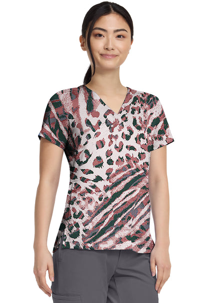HH Prints HH906 Women's Briana Print Scrub Top Cool Cattitude