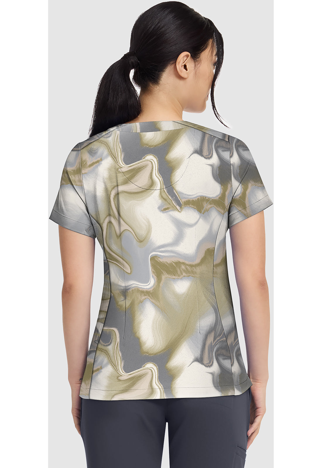 Prints HH906 Women's Briana Print Scrub Top Silk Waves