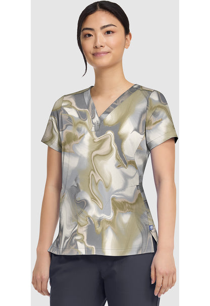 Prints HH906 Women's Briana Print Scrub Top Silk Waves
