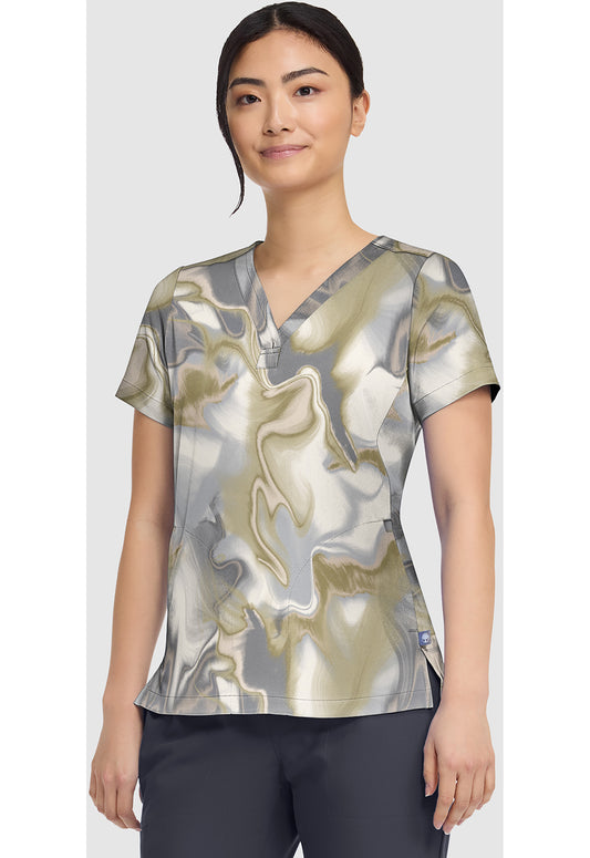 HH Prints HH906 Women's Briana Print Scrub Top Silk Waves