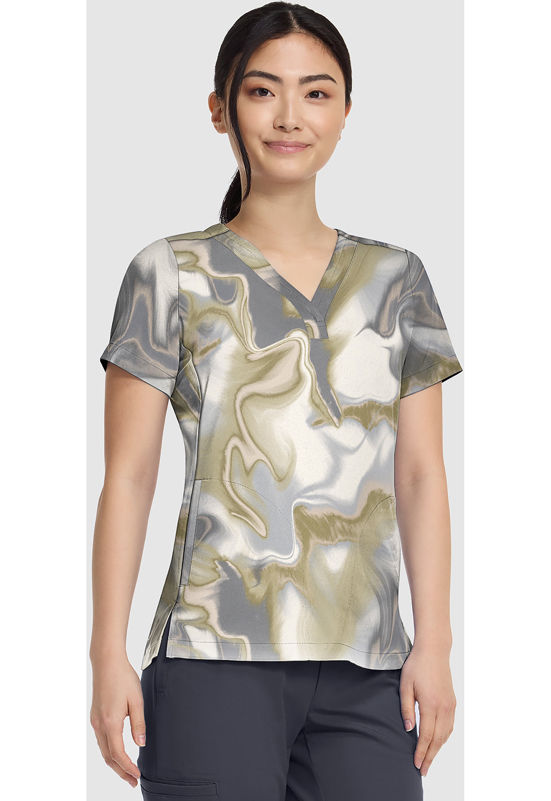 Prints HH906 Women's Briana Print Scrub Top Silk Waves