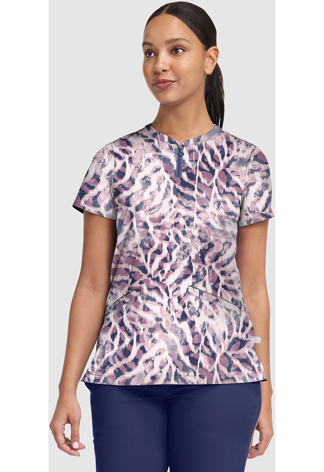 Prints HH907 Women's Ivy Print Scrub Top Bleached Stripes