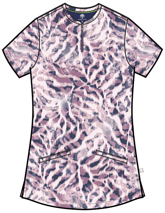 HH Prints HH907 Women's Ivy Print Scrub Top Bleached Stripes