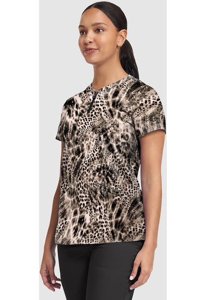 Prints HH907 Women's Ivy Print Scrub Top Cheetah Breeze