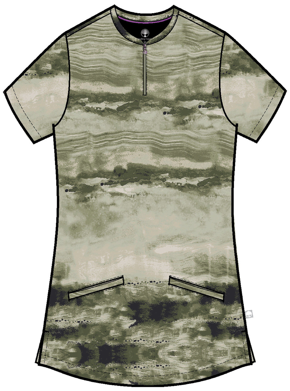 QUEST HH907 Ivy Print Top Mineral Way Model Image Front | Healing Hands