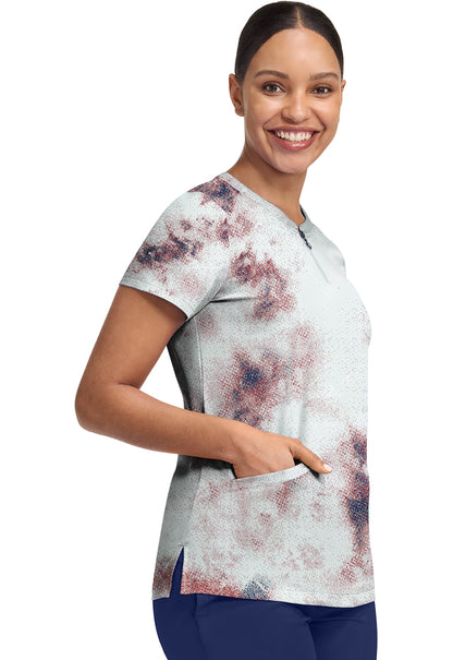 HH Prints HH907 Women's Ivy Print Scrub Top Soft Fractures