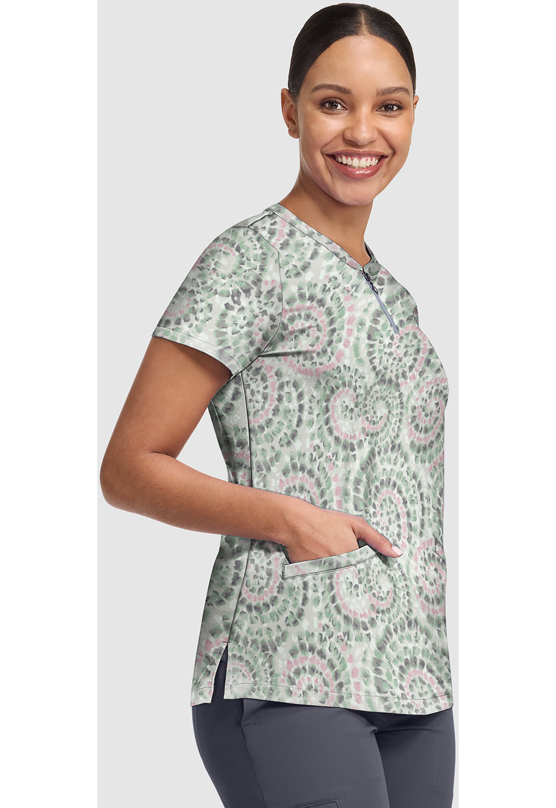 Prints HH907 Women's Ivy Print Scrub Top Spiral Out