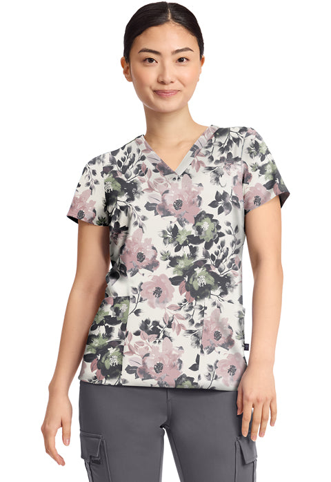 HH Prints HH908 Women's Amanda Print Scrub Top Peaceful Posies