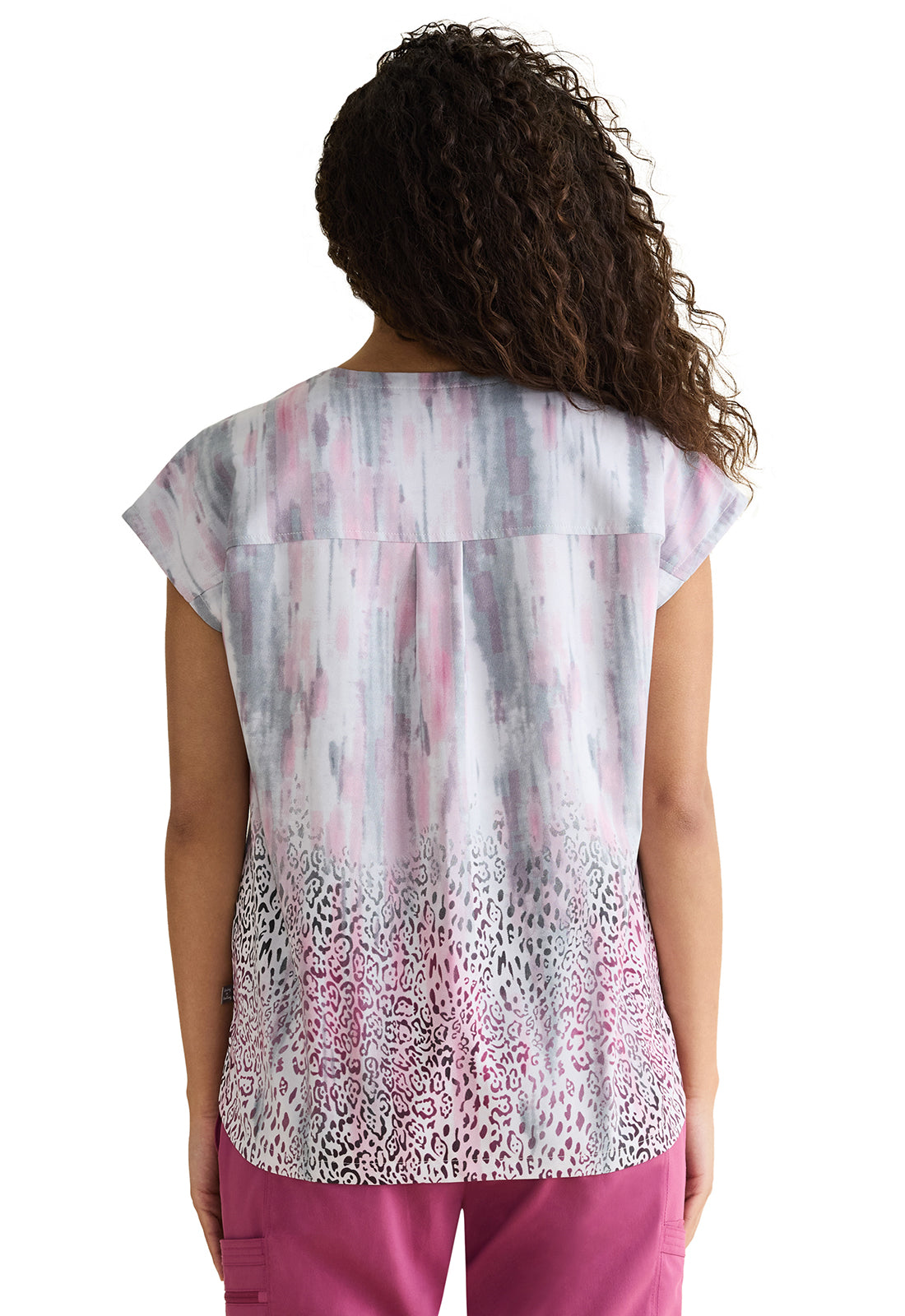 Purple Label HH909 Kelly Print Top Wild Vibes Model Image Back | Healing Hands