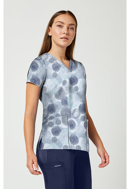 Prints HH910 Women's Amanda Scrub Top Dancing Fireworks
