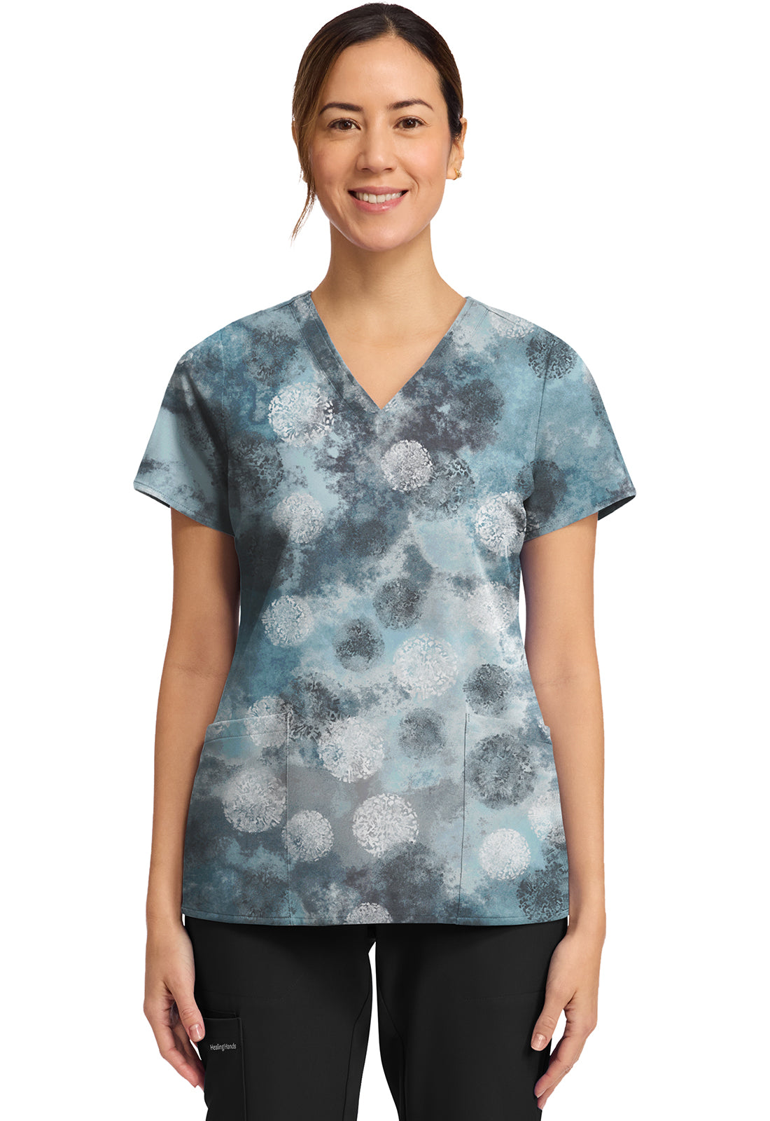 HH Prints HH910 Women's Amanda Scrub Top Moody Dots