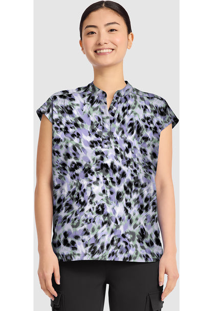 Prints HH912 Women's Journey Scrub Top Blurred Cheetah