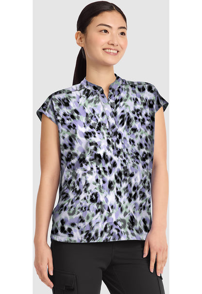 Prints HH912 Women's Journey Scrub Top Blurred Cheetah
