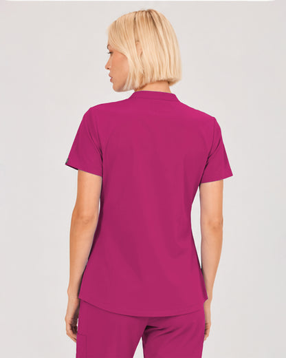 Foundry Women's 1055 Arden 2 Pocket Mandarin Top Hot Pink