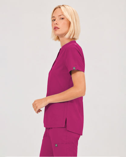 Foundry Women's 1055 Arden 2 Pocket Mandarin Top Hot Pink