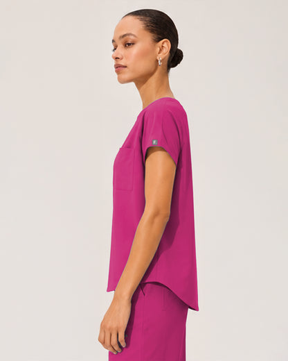 Foundry Women's 1215 Rowan 1 Pocket Boat Neck Dolman Top Hot Pink