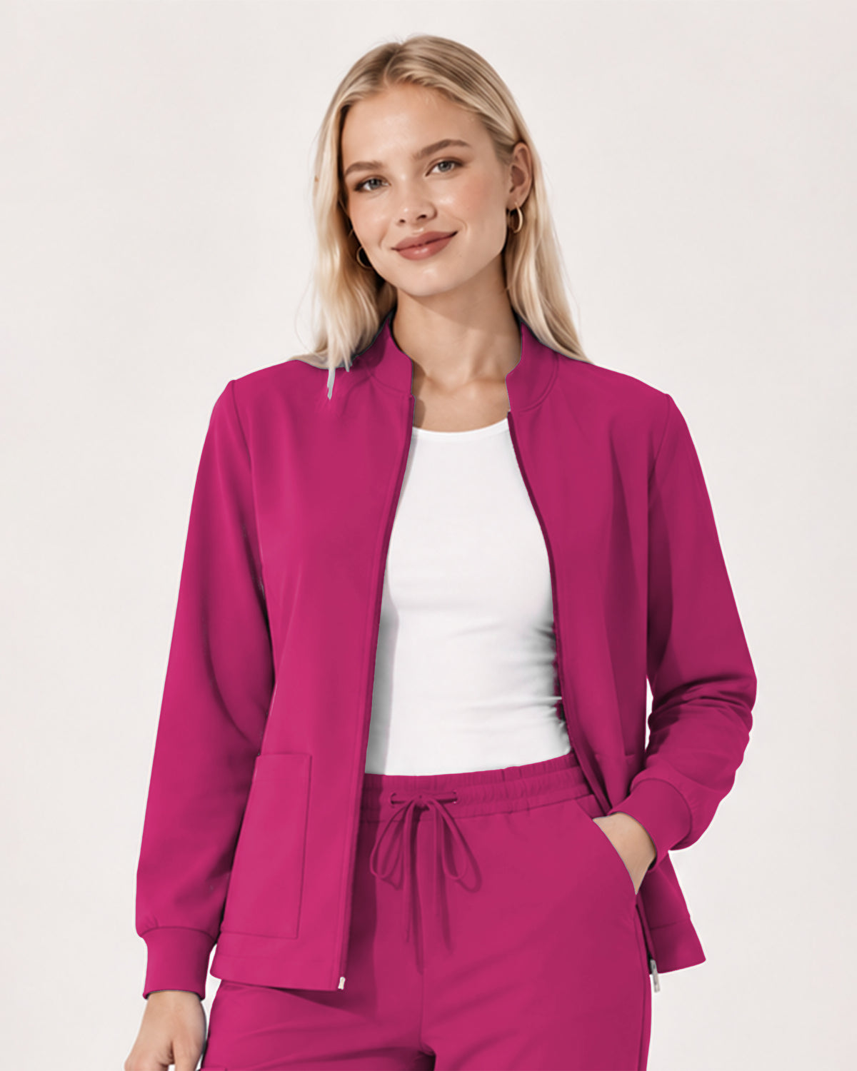 Foundry Women's 6005 Ellis 2 Pocket Scrub Jacket Hot Pink