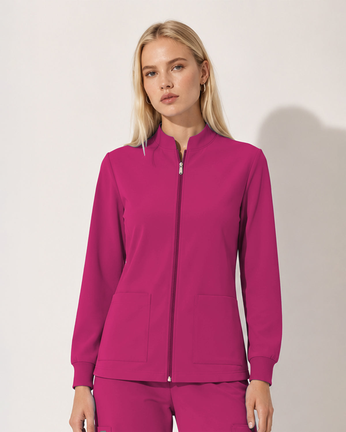 Foundry Women's 6005 Ellis 2 Pocket Scrub Jacket Hot Pink
