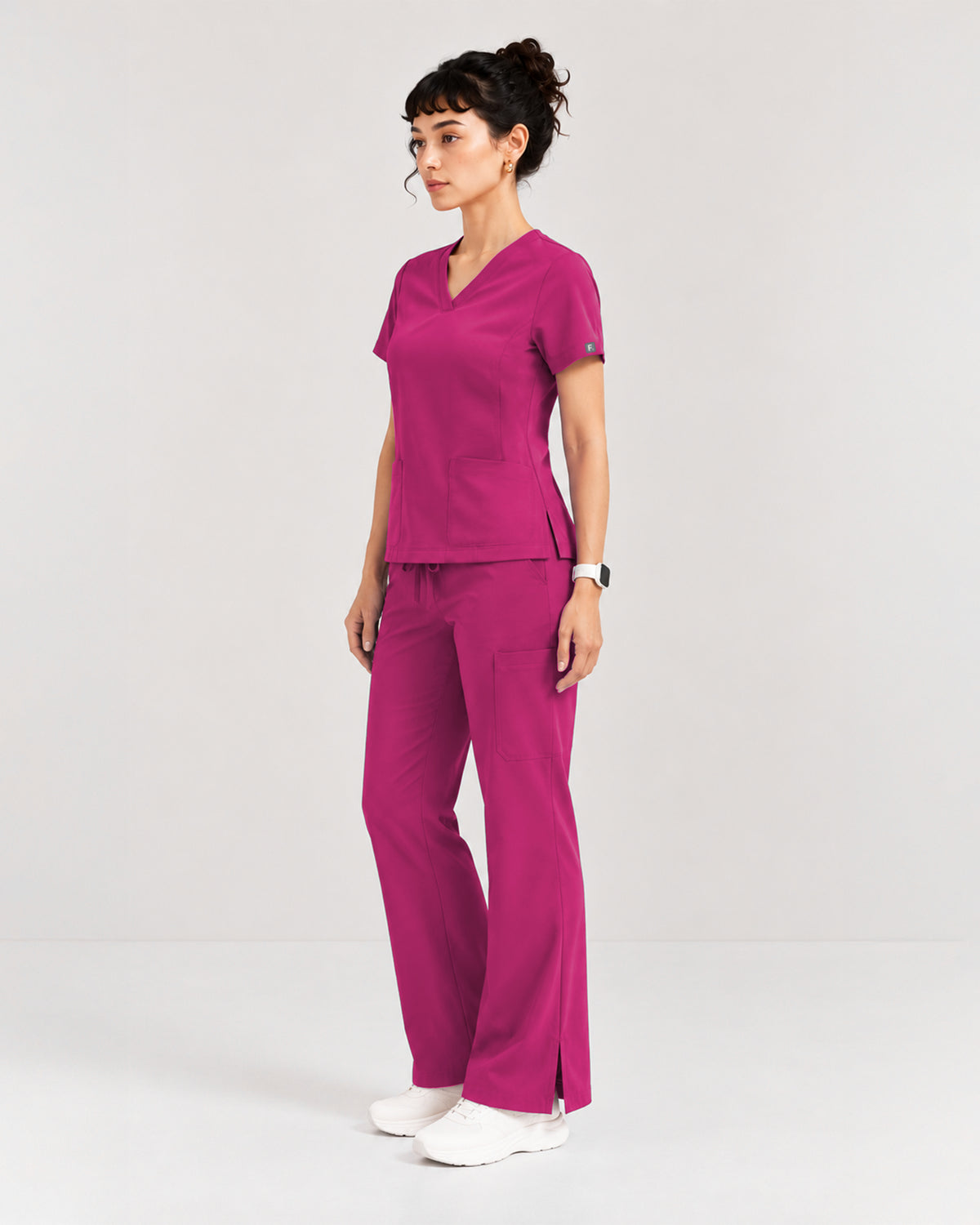 Foundry Women's 1005 Quinn 2 Pocket V-Neck Top Hot Pink