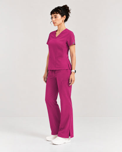 Foundry Women's 1005 Quinn 2 Pocket V-Neck Top Hot Pink