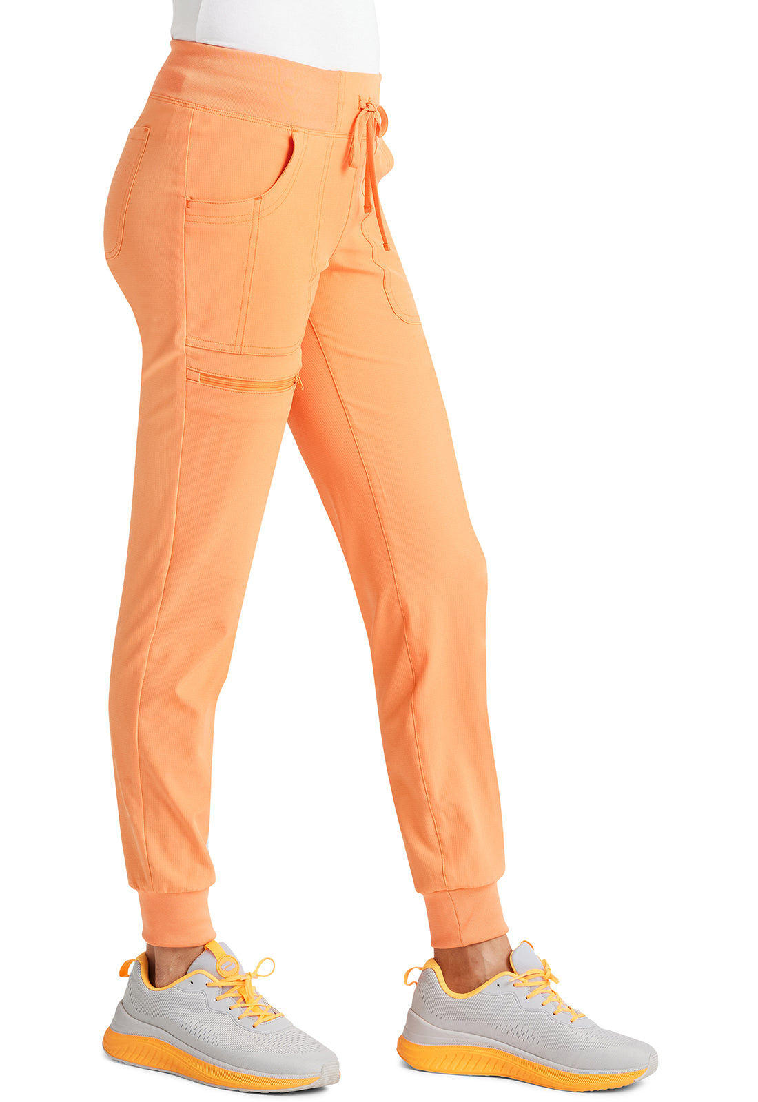 HeartSoul Break on Through HS030 Drawstring Jogger Cantaloupe Model Image Left Side | Heartsoul