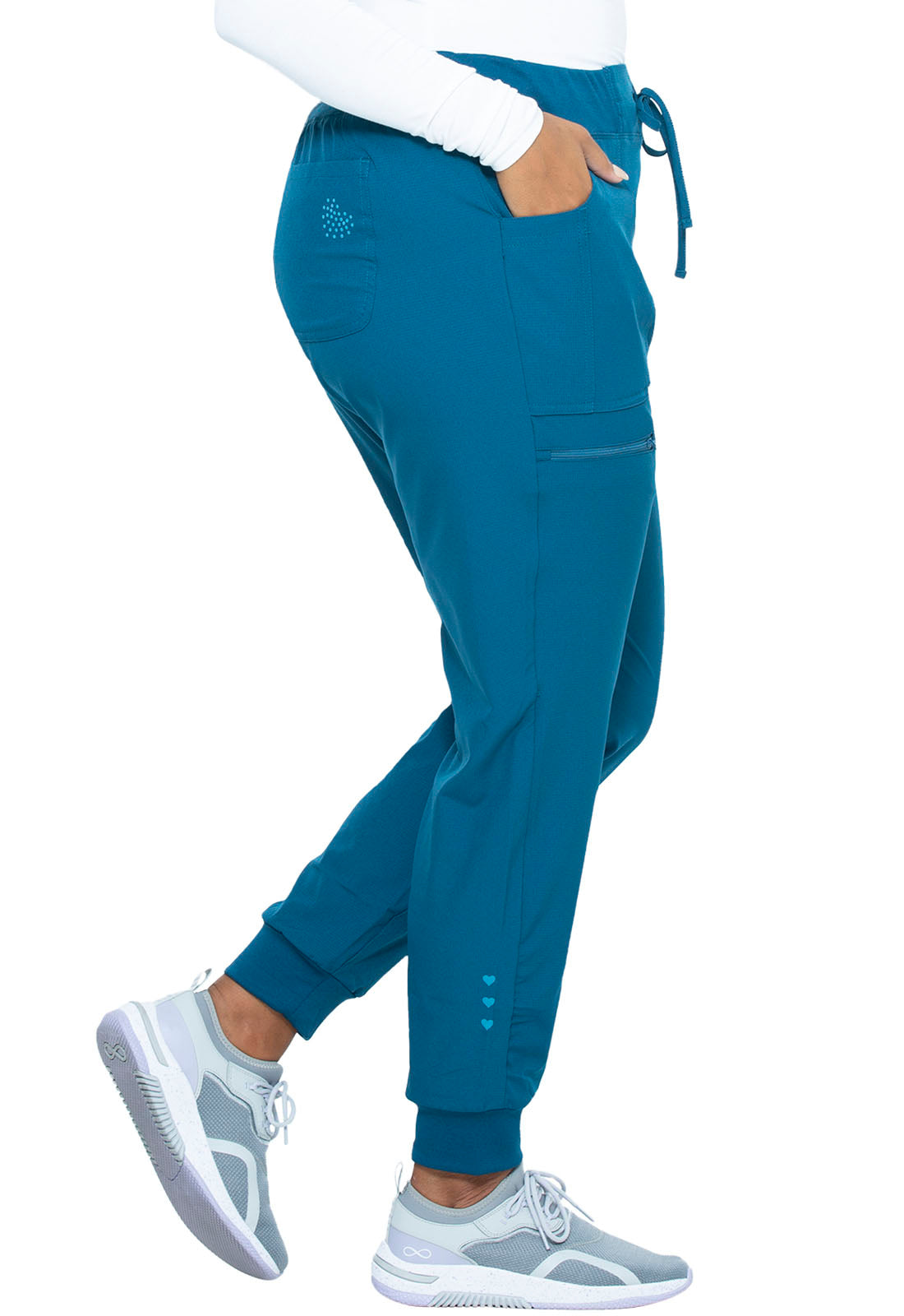 HeartSoul Break on Through HS030 Drawstring Jogger Caribbean Blue Model Image Left Side | Heartsoul