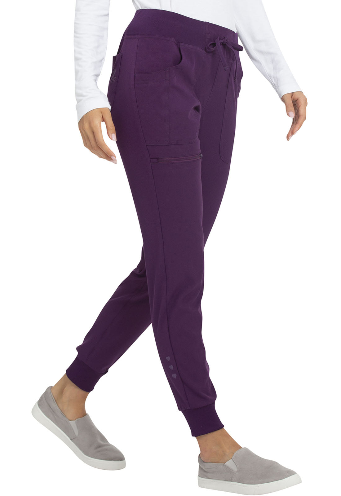 HeartSoul Break on Through HS030 Drawstring Jogger Eggplant Model Image Left Side | Heartsoul