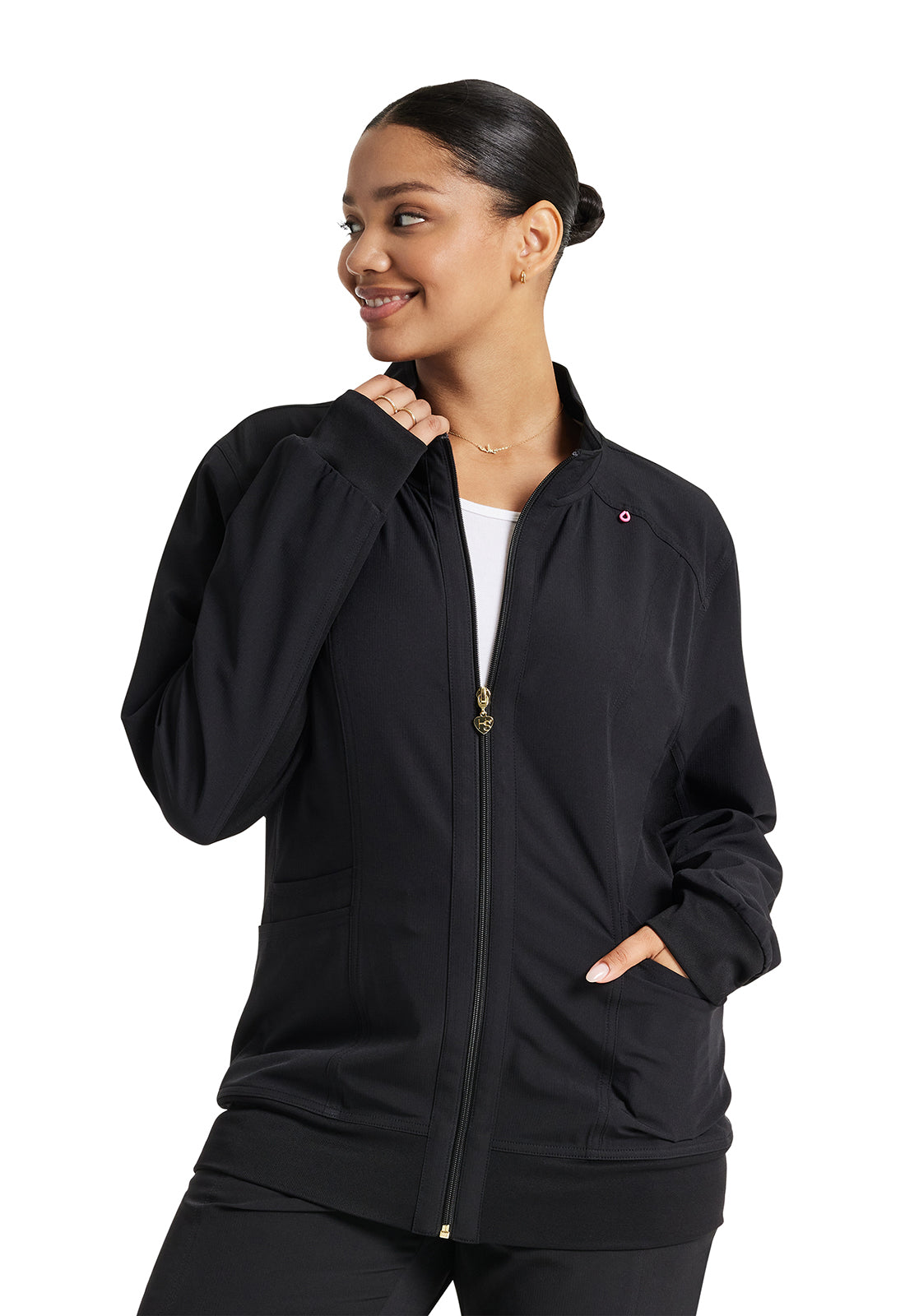 HeartSoul Break on Through HS347 Zip Front Jacket Black Model Image Front | Heartsoul