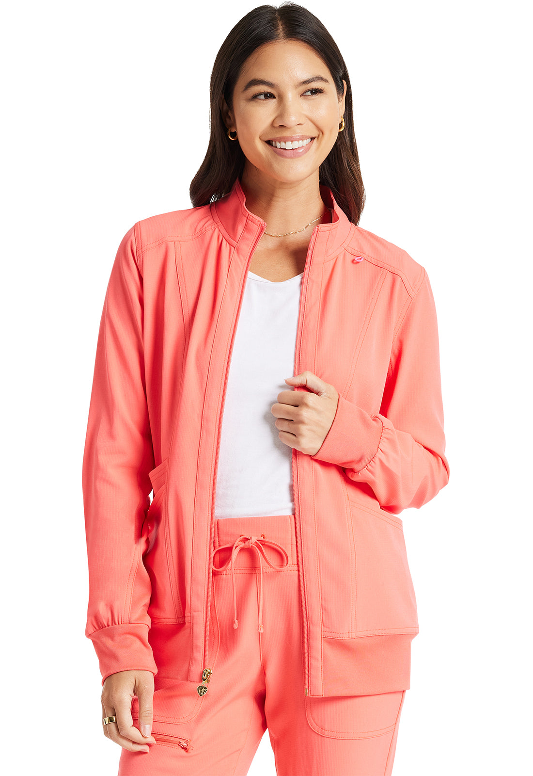 HeartSoul Break on Through HS347 Zip Front Jacket Go Guava Model Image Front | Heartsoul