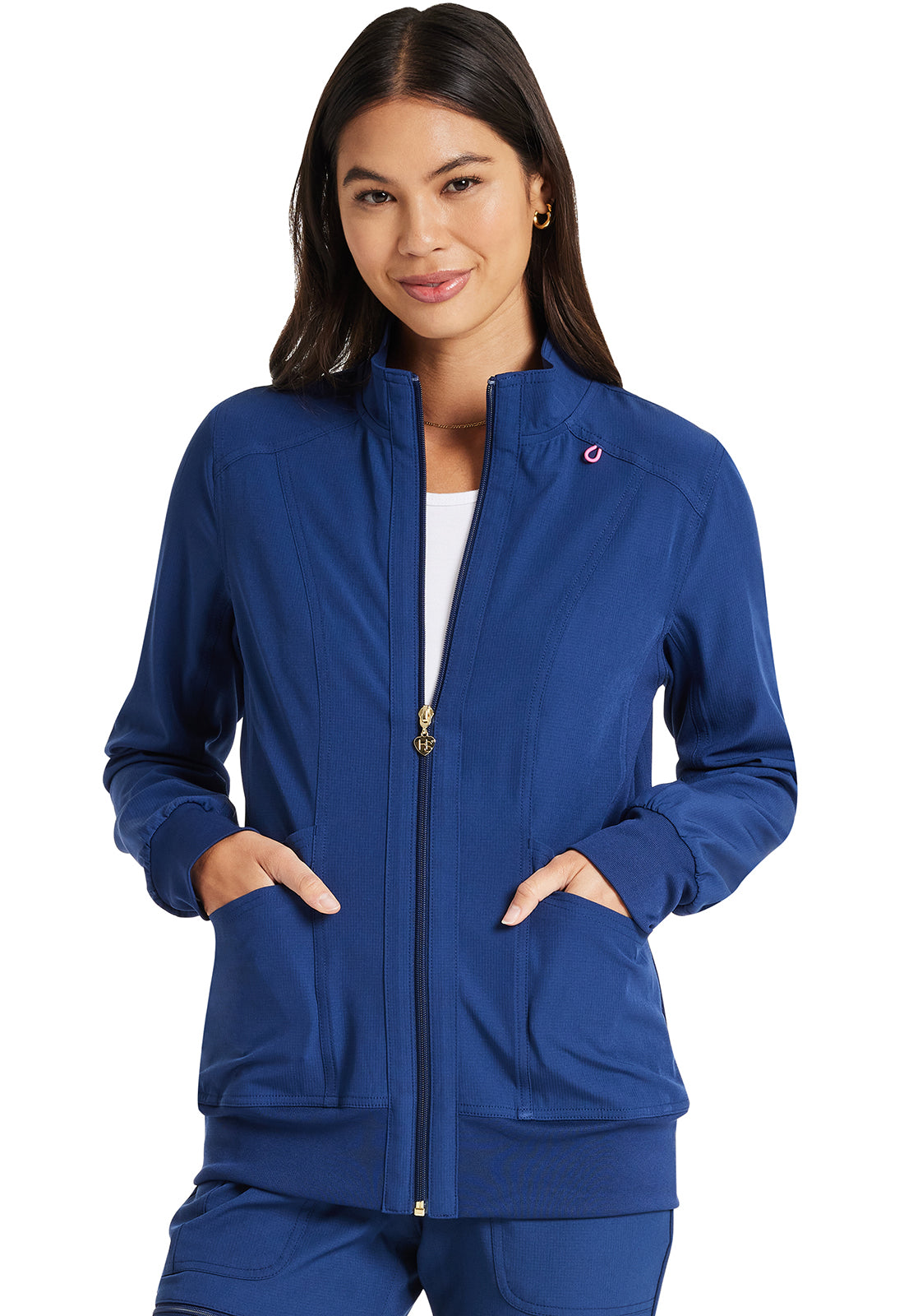 HeartSoul Break on Through HS347 Zip Front Jacket Navy Model Image Front | Heartsoul