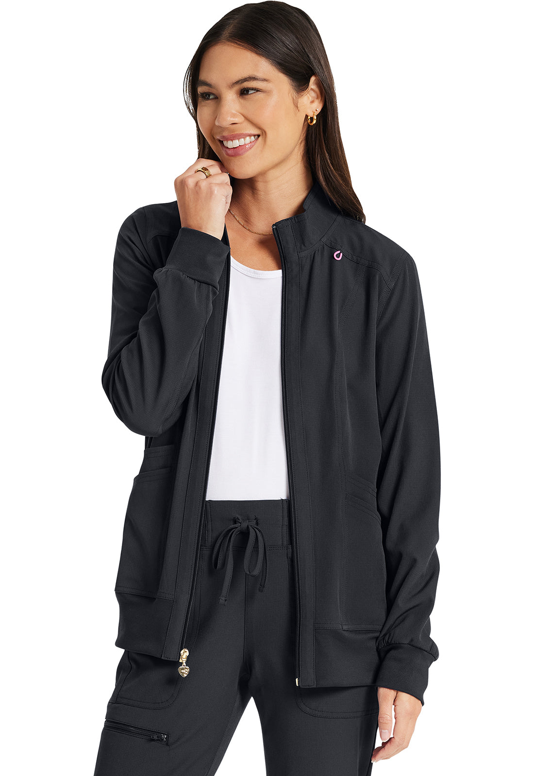 HeartSoul Break on Through HS347 Zip Front Jacket Pewter Model Image Right Side | Heartsoul