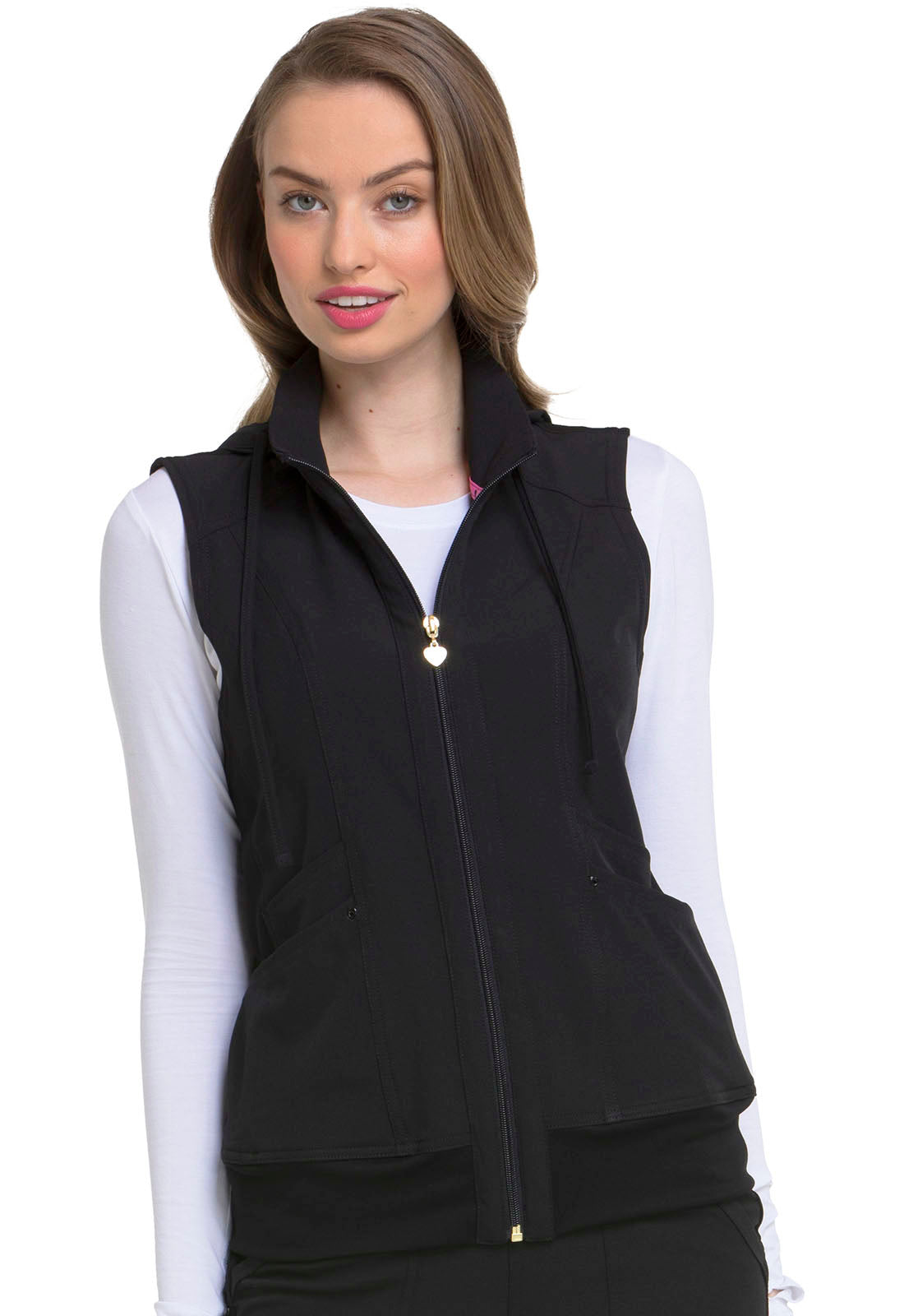 HeartSoul Break on Through HS500 Zip Front Vest Black Model Image Front | Heartsoul