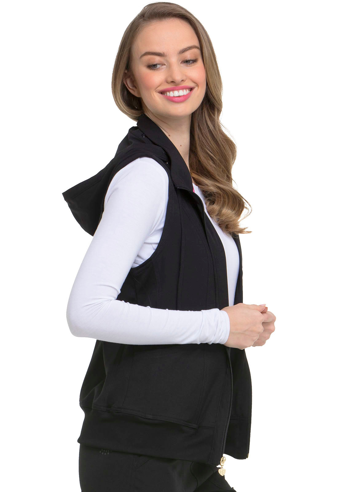 HeartSoul Break on Through HS500 Zip Front Vest Black Model Image Left Side | Heartsoul