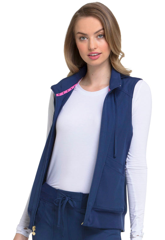 HeartSoul Break on Through HS500 Zip Front Vest Navy Model Image Right Side | Heartsoul