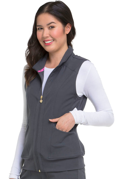 HeartSoul Break on Through HS500 Zip Front Vest Pewter Model Image Right Side | Heartsoul