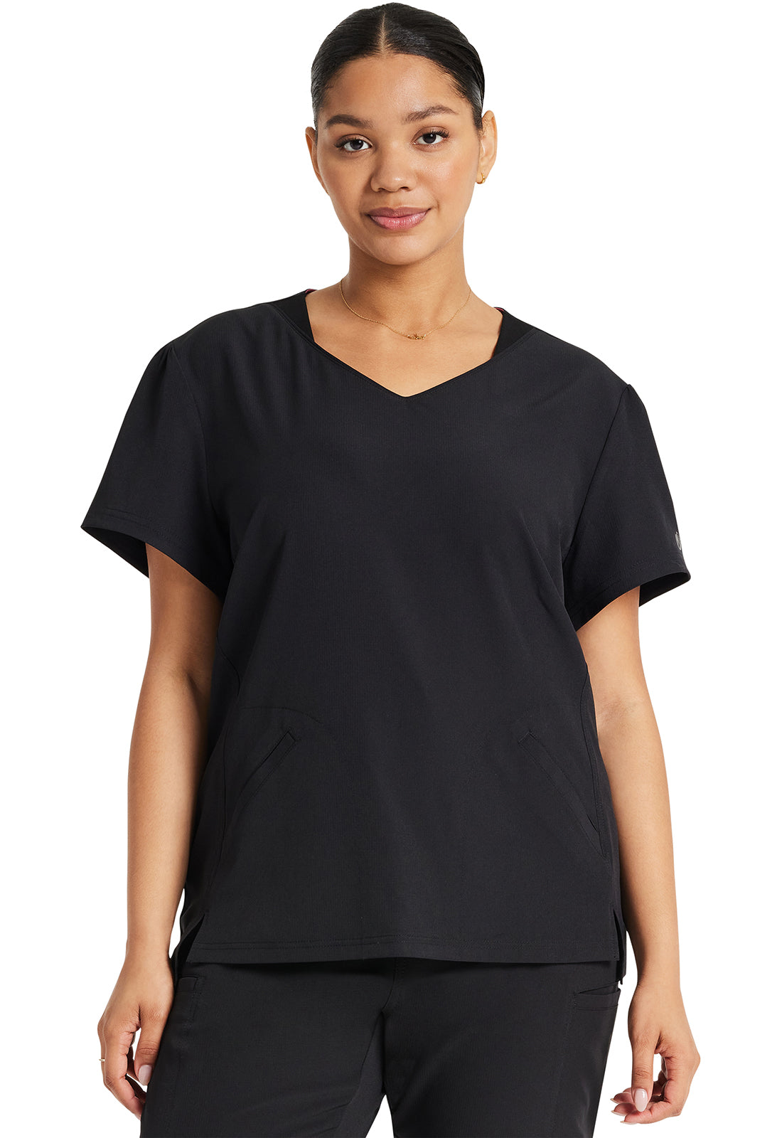 HeartSoul Break on Through HS647 V-Neck Top Black Model Image Front | Heartsoul