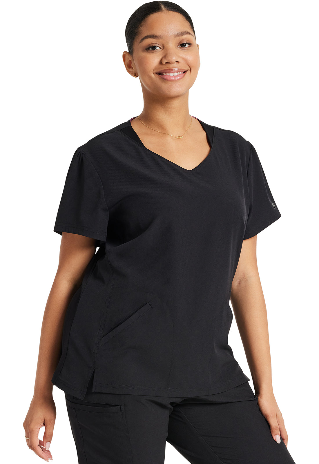 HeartSoul Break on Through HS647 V-Neck Top Black Model Image Left Side | Heartsoul