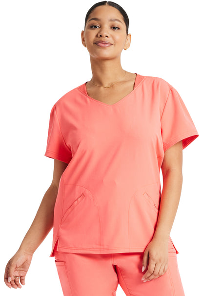 HeartSoul Break on Through HS647 V-Neck Top Go Guava Model Image Front | Heartsoul