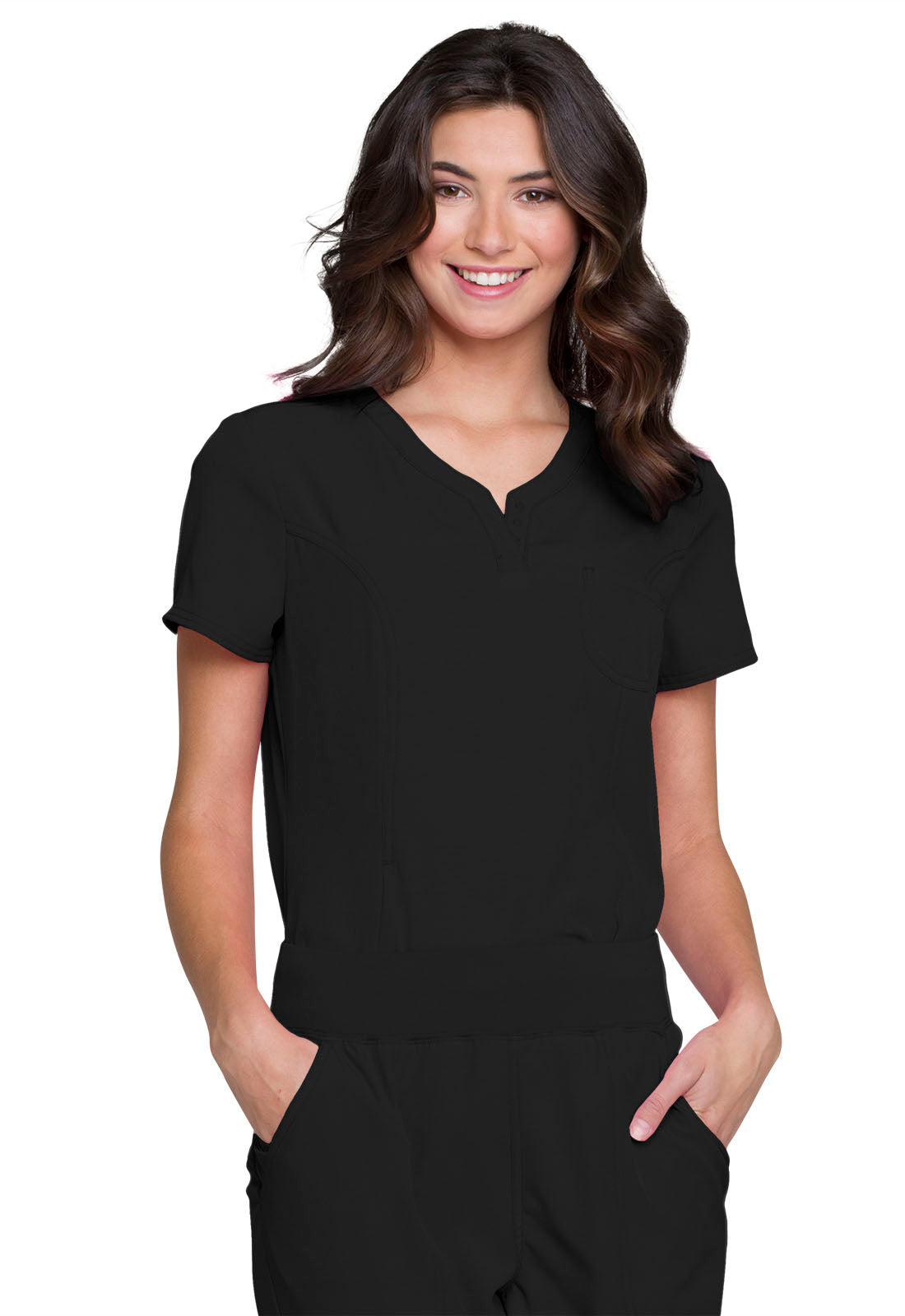 HeartSoul Break on Through HS710 Tuckable V-Neck Top Black