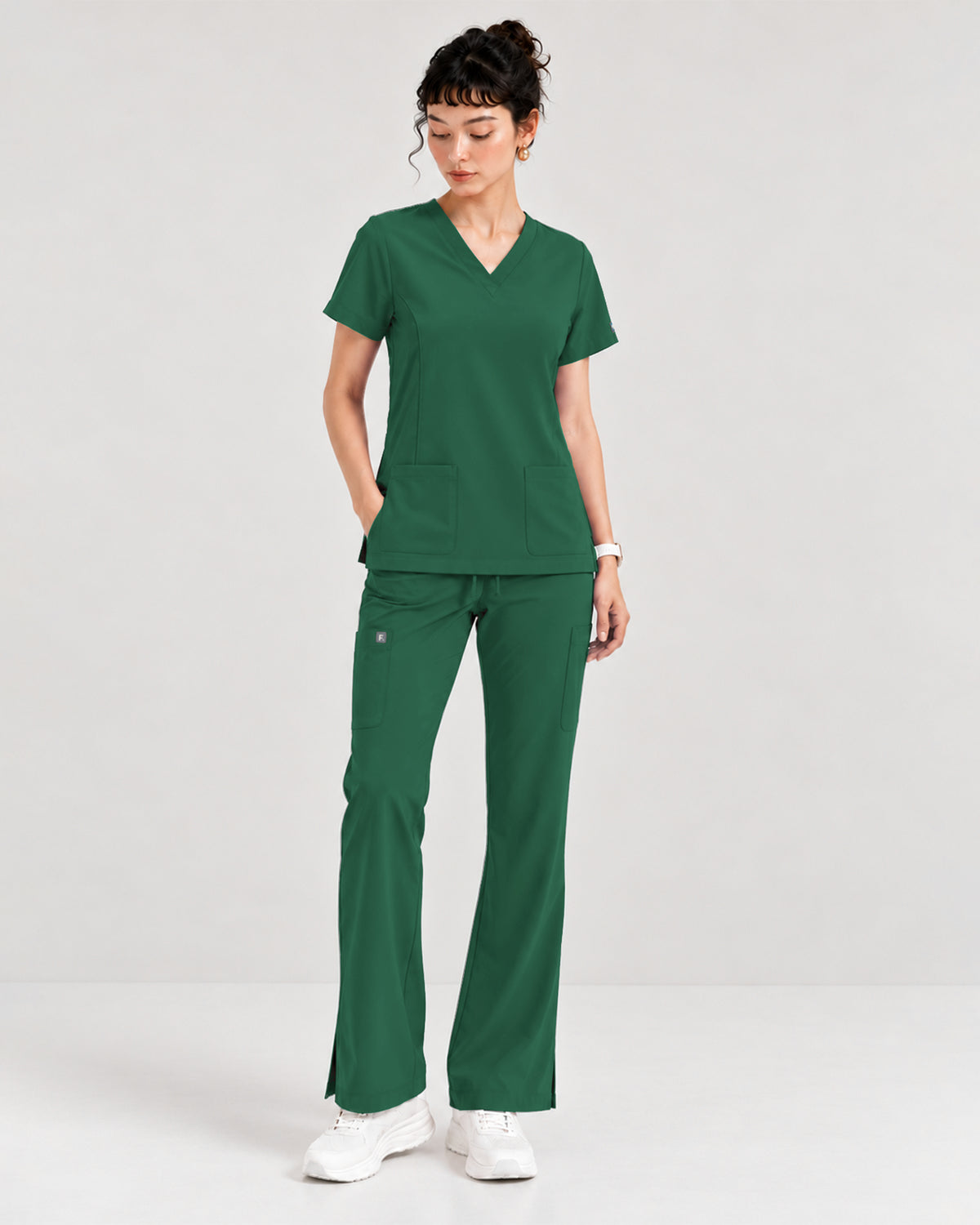 Foundry Women's 1005 Quinn 2 Pocket V-Neck Top Hunter