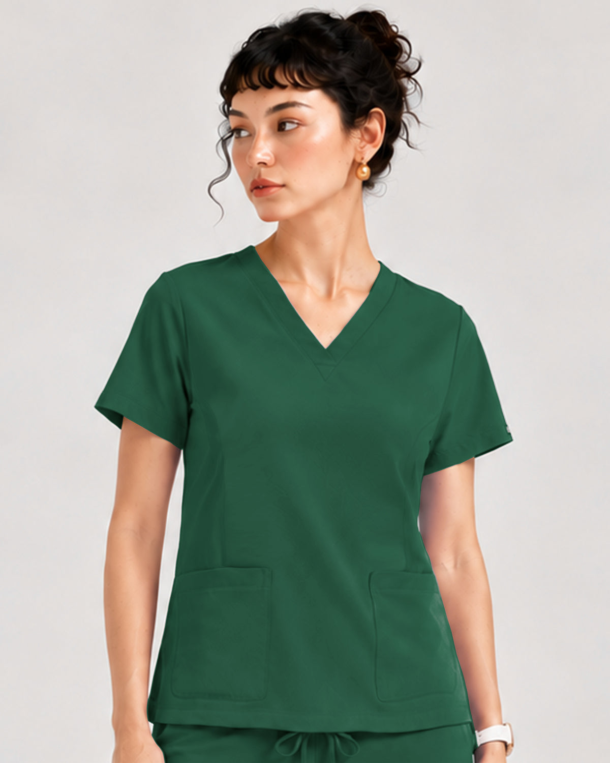 Foundry Women's 1005 Quinn 2 Pocket V-Neck Top Hunter