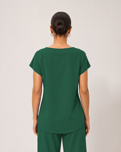 Foundry Women's 1215 Rowan 1 Pocket Boat Neck Dolman Top Hunter