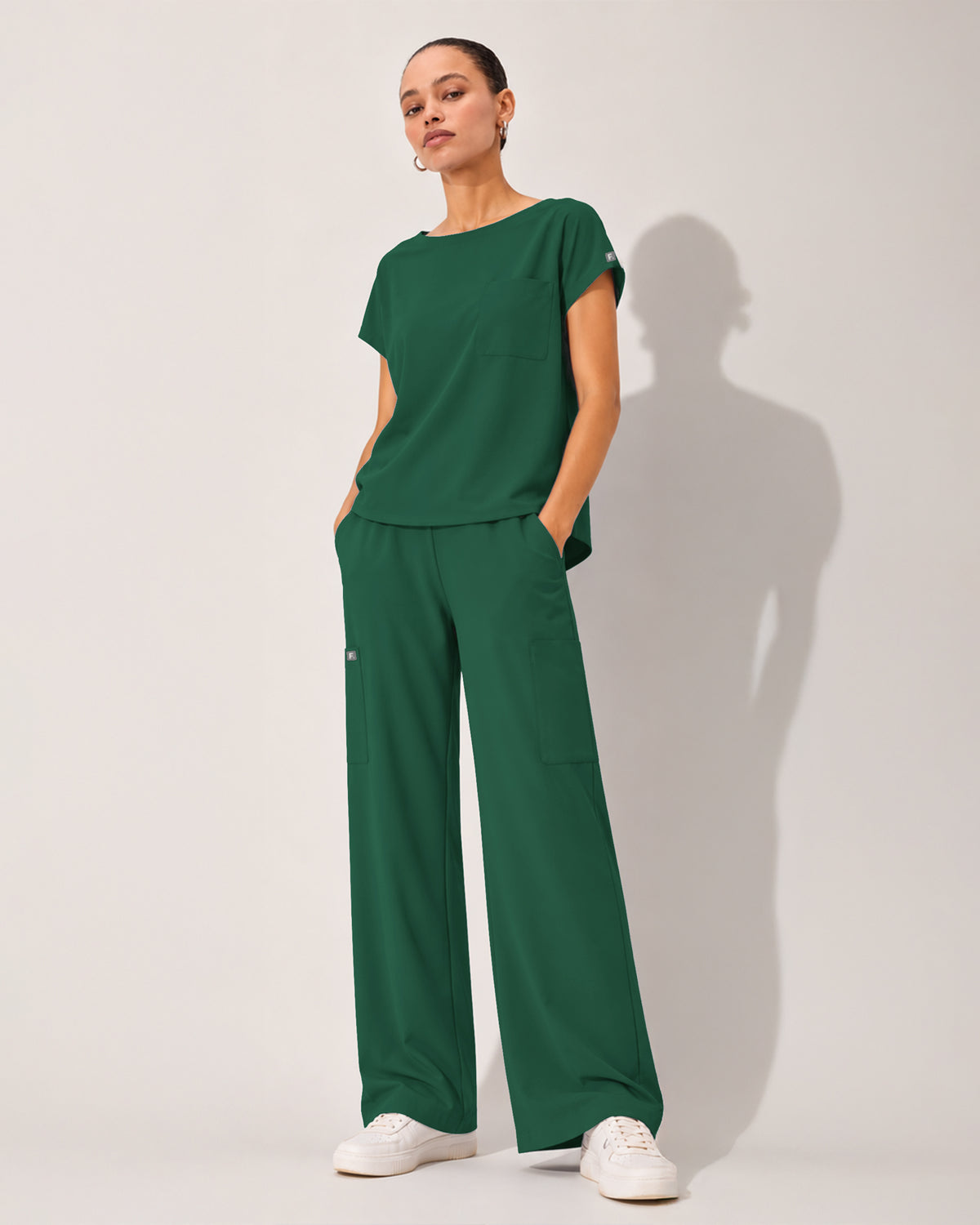 Foundry Women's 1215 Rowan 1 Pocket Boat Neck Dolman Top Hunter