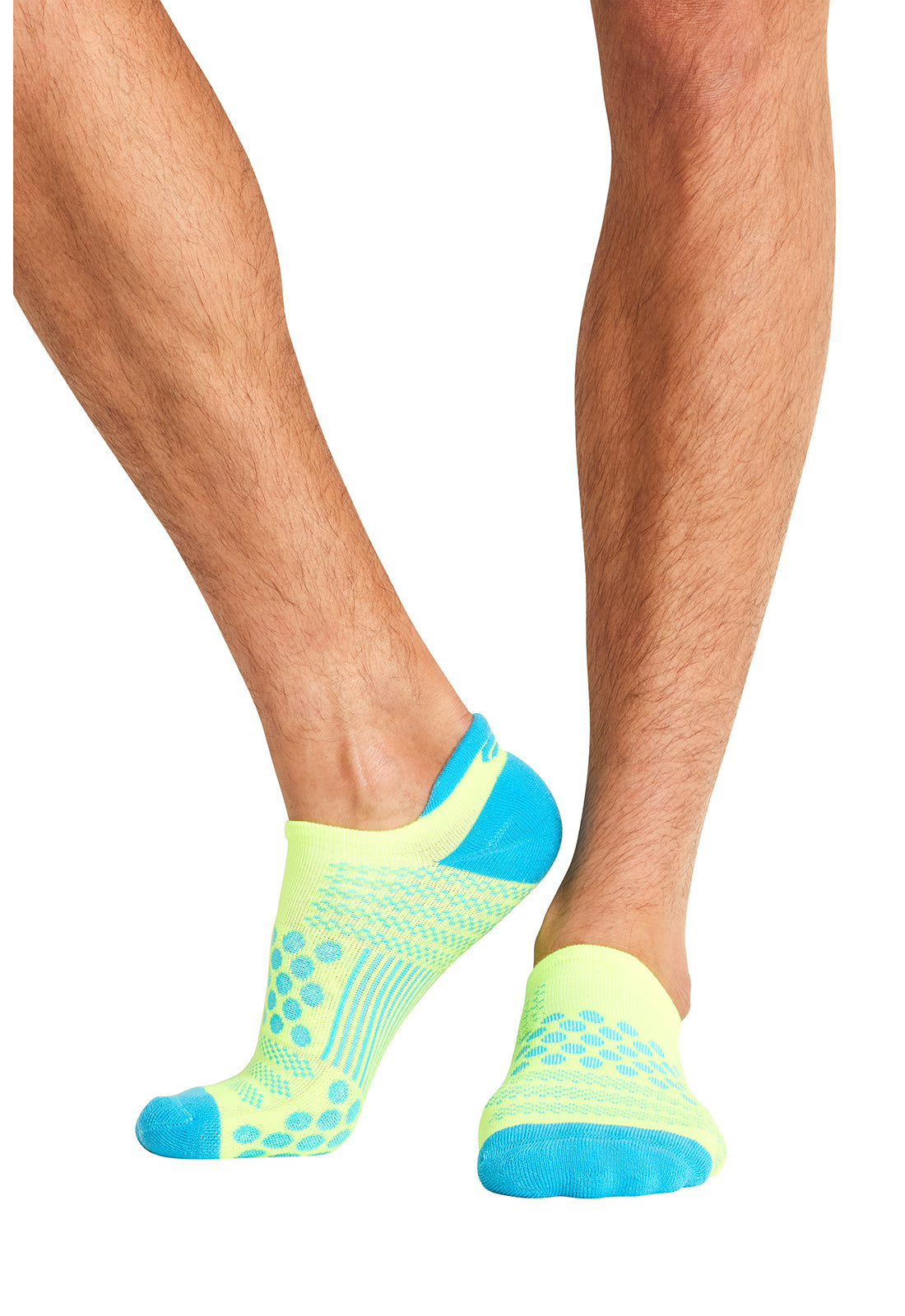 Infinity Legwear HUSTLE Athletic Ankle Socks Hyper Yellow/Turquoise Model Image Front | Infinity Footwear