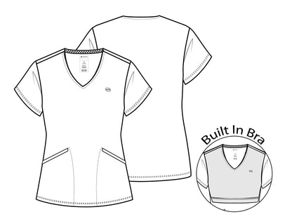 Pursuit IN00011 Women's Built in Sport Bra Scrub Top Pewter