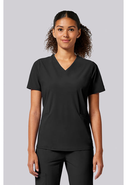 Pursuit IN00011 Women's Built in Sport Bra Scrub Top Black