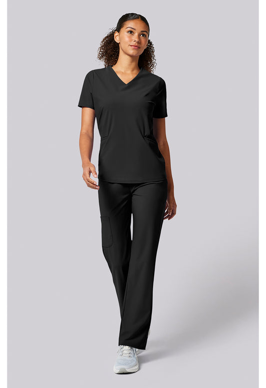 Pursuit IN00011 Women's Built in Sport Bra Scrub Top Black
