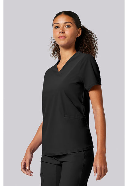 Pursuit IN00011 Women's Built in Sport Bra Scrub Top Black