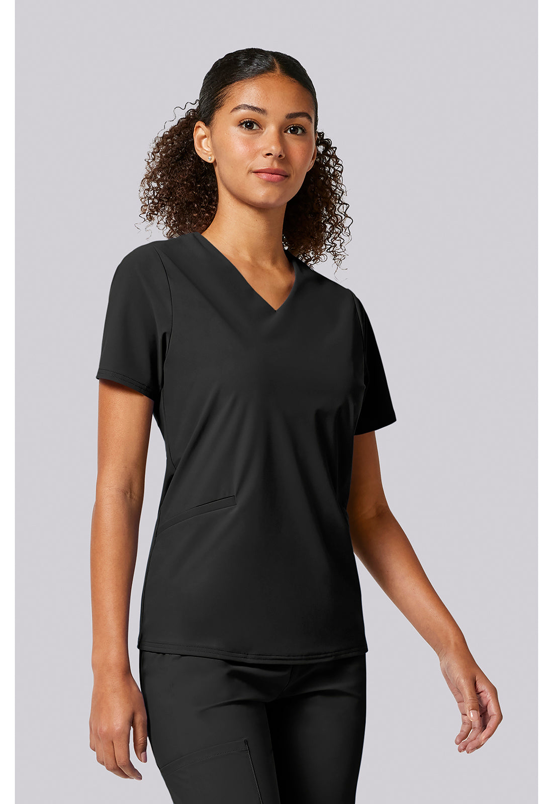 Pursuit IN00011 Women's Built in Sport Bra Scrub Top Black