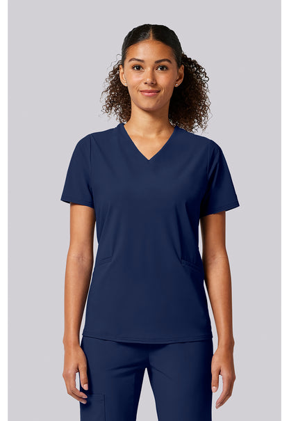 Pursuit IN00011 Women's Built in Sport Bra Scrub Top Navy